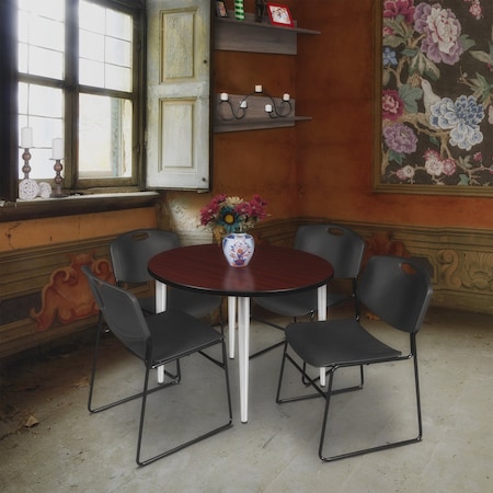 Regency Kahlo Round Table & Chair Sets, 36 W, 36 L, 29 H, Wood, Metal, Polypropylene Top, Mahogany TPL36RNDMHCM44BK